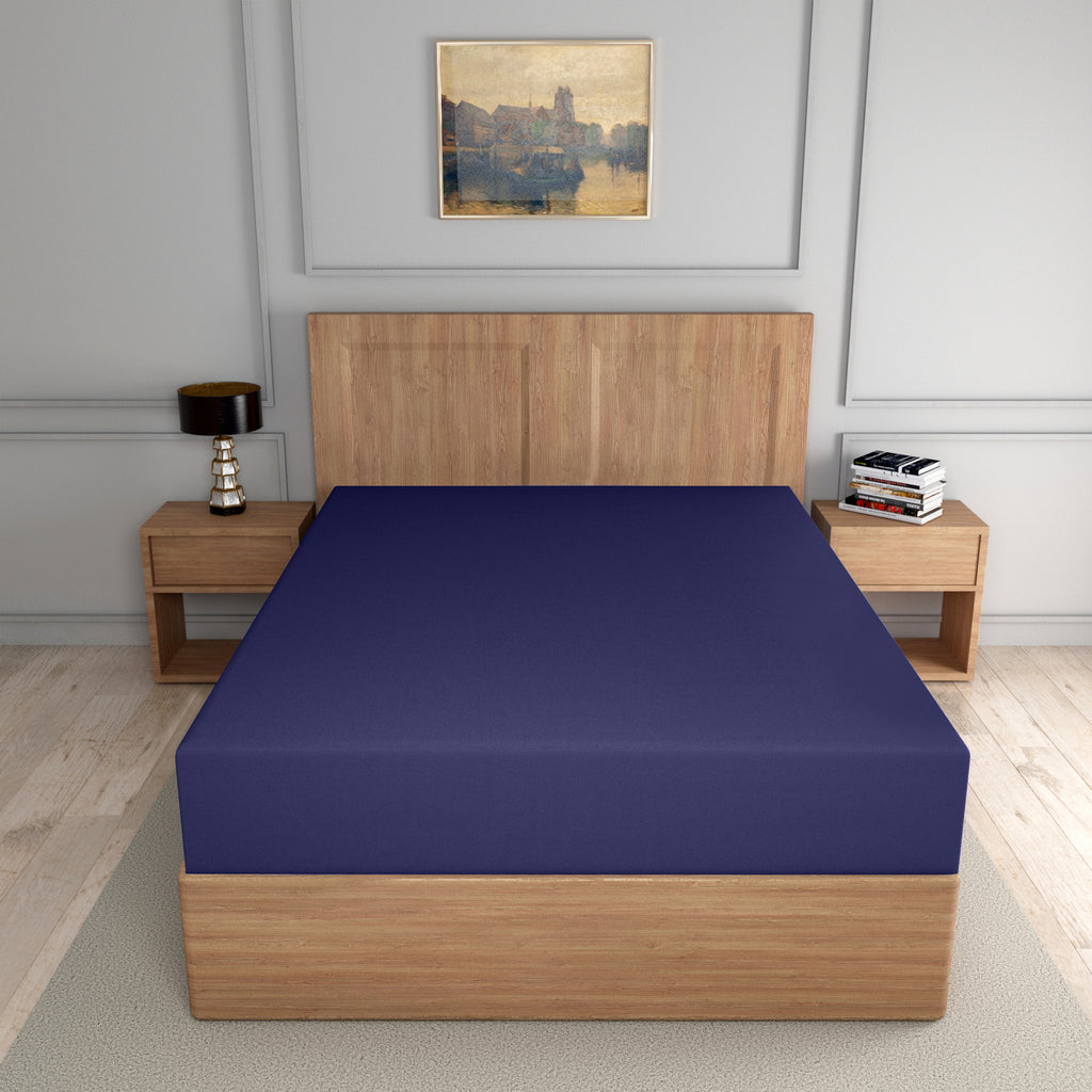 easy care PC fitted sheet navy