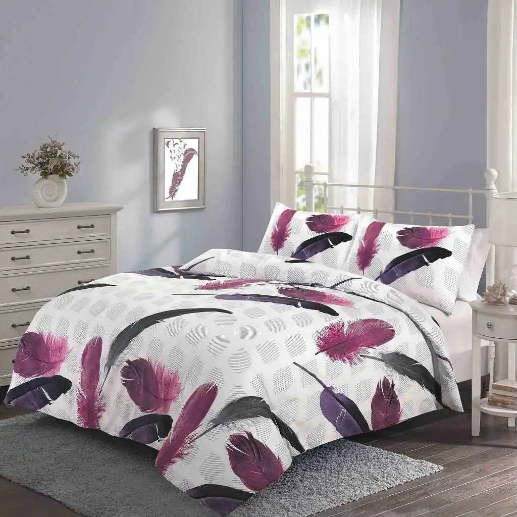 feather printed duvet cover set