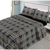 flannelette tartan sheet set grey
