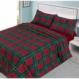 flannelette tartan sheet set red