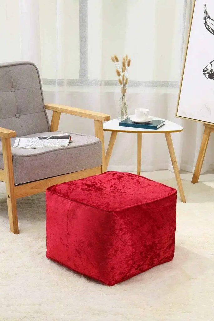 red crushed velvet beans bag