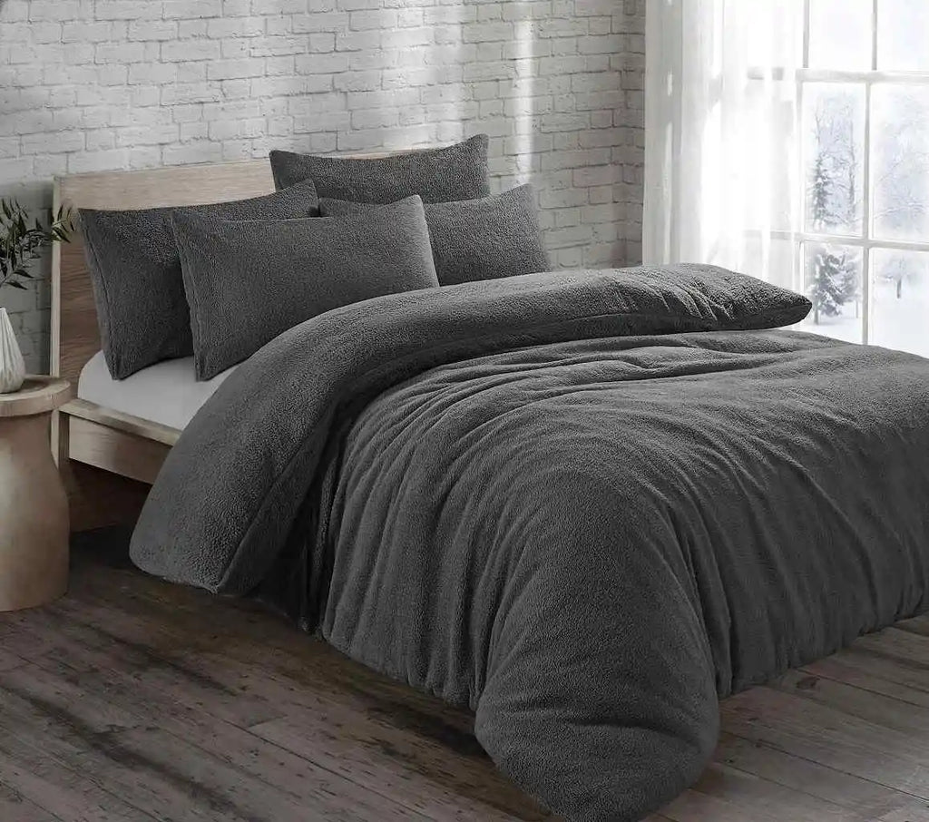 teddy fleece duvet cover set