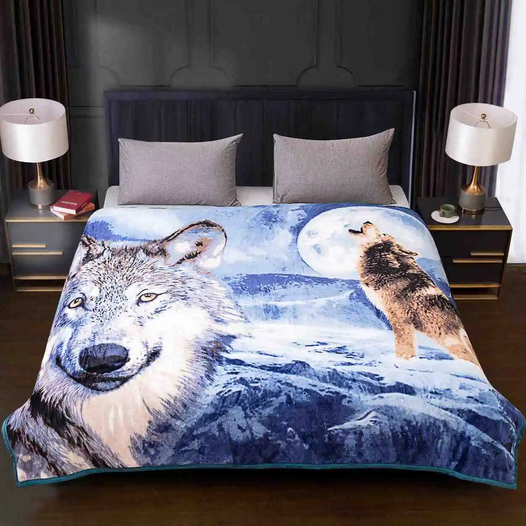Animal printed throw wolves
