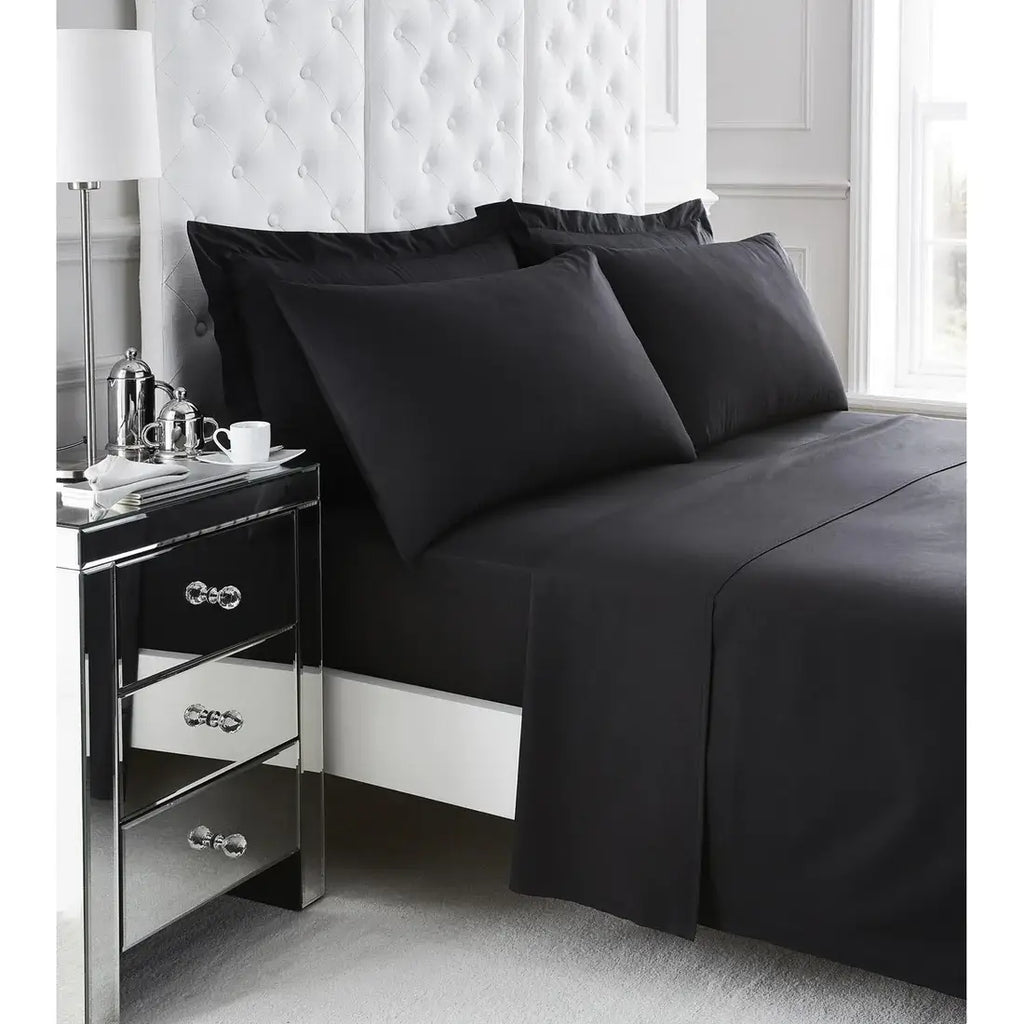 200tc egyptian cotton fitted sheet black