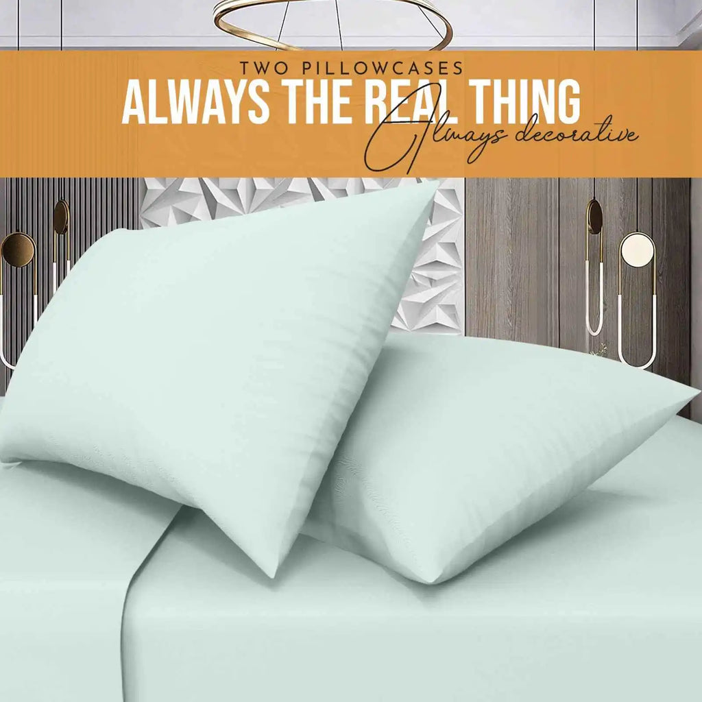 easy iron poly cotton pillow cases duck egg