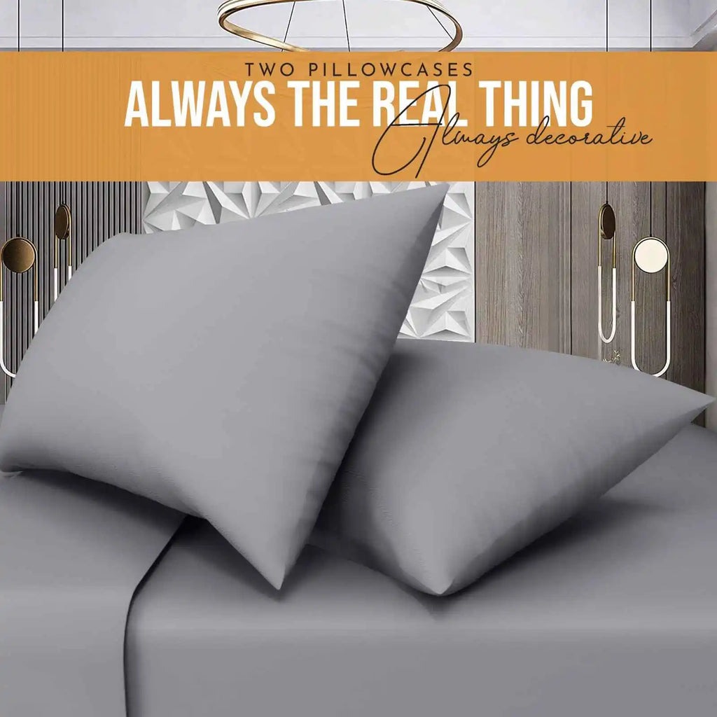 easy iron poly cotton pillow cases grey
