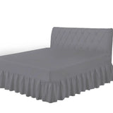 frilled fitted valance sheet grey