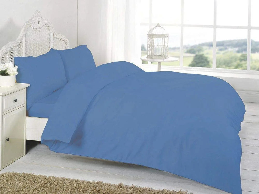 easy care poly cotton duvet cover set midblue