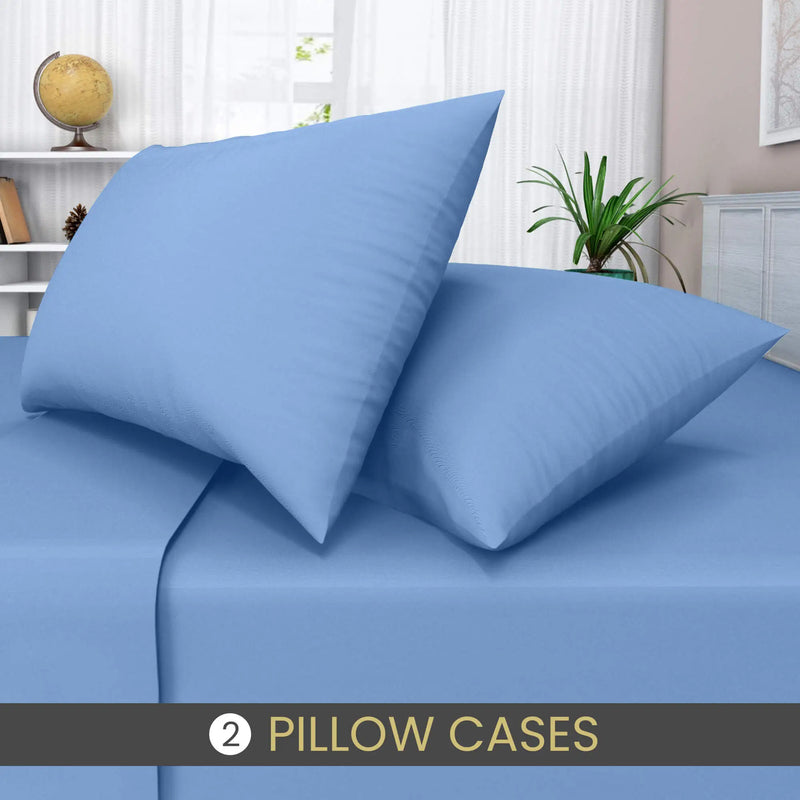 easy care poly cotton pillow cases mid blue