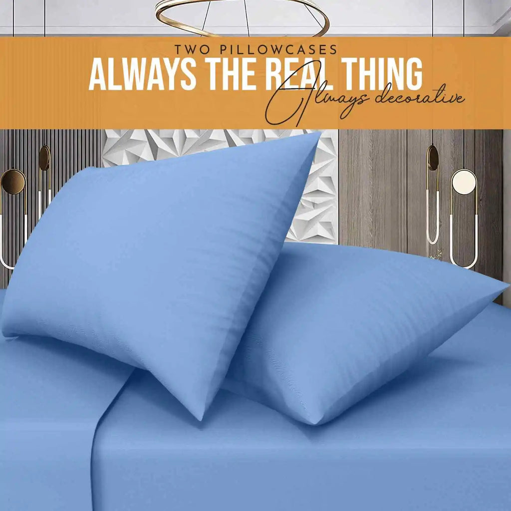 easy iron poly cotton pillow cases mid blue
