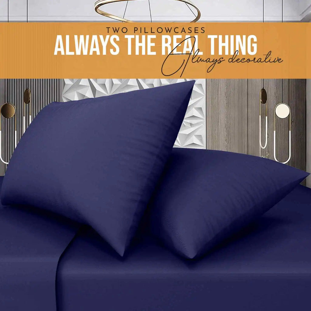 easy iron poly cotton pillow cases navy