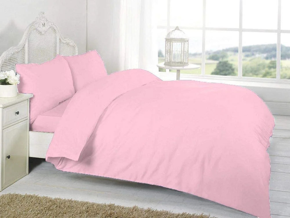 easy care poly cotton duvet cover set pink