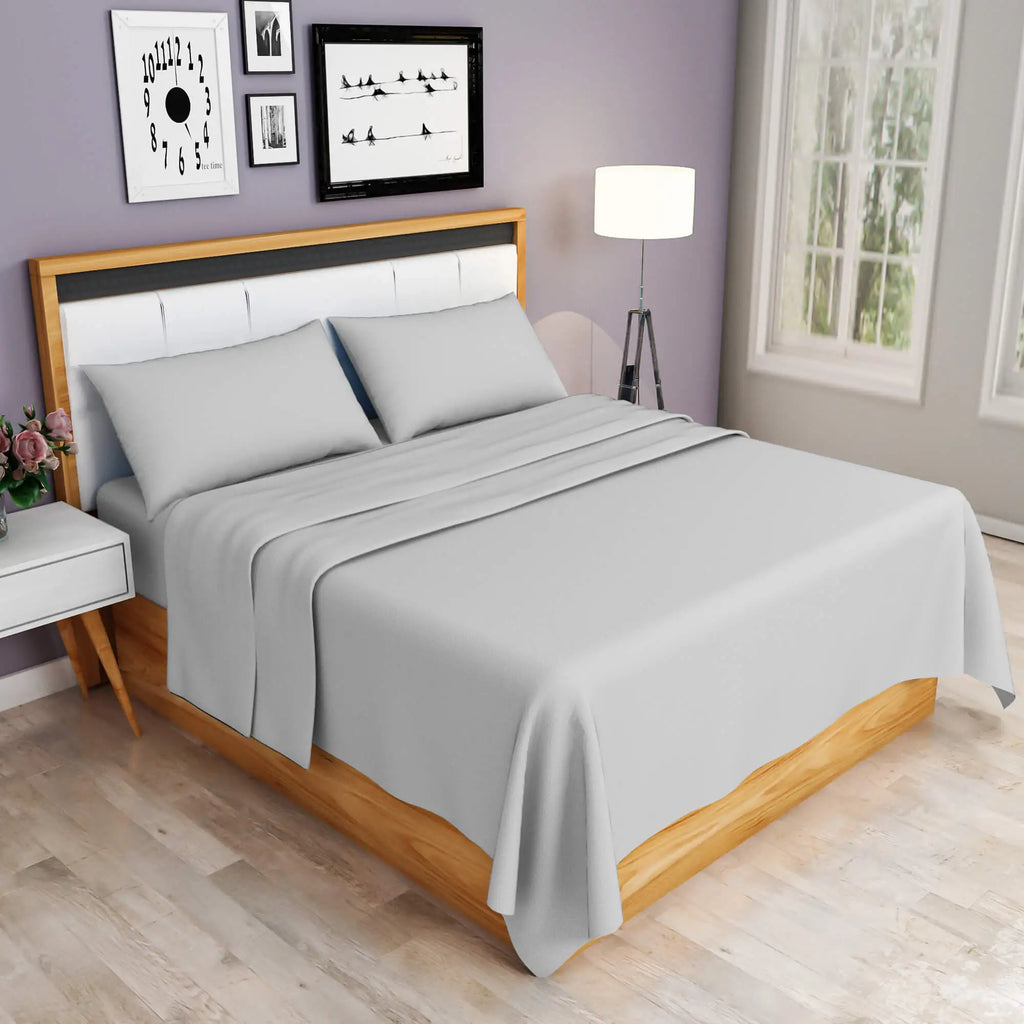 easy iron poly cotton flat sheet silver
