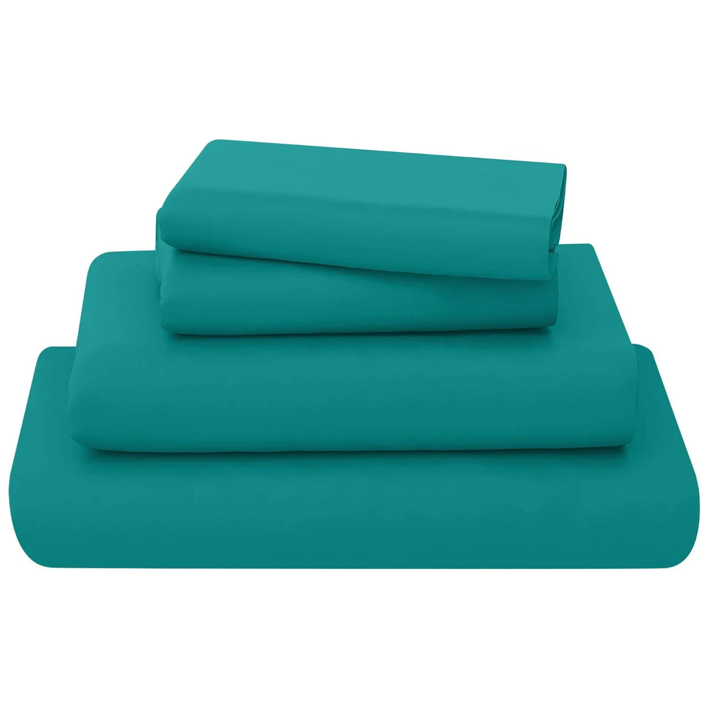 poly cotton sheets set teal