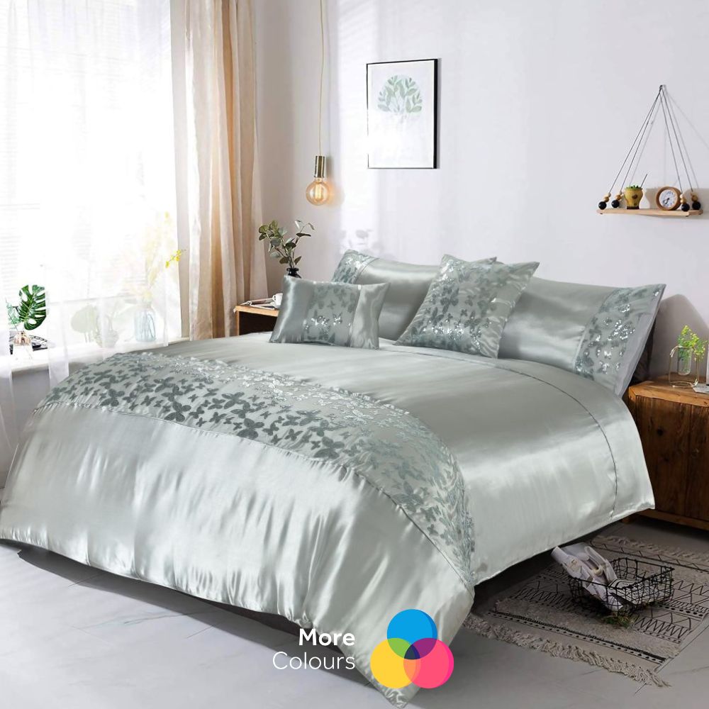 Aisha Embroidered Duvet Cover Set  | 2 Colours