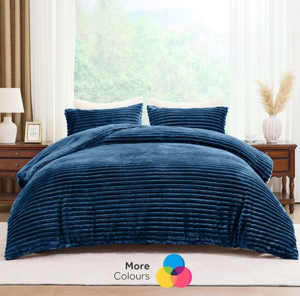 Osum Ribbed Teddy Fleece Duvet Cover Set | 15 Colours