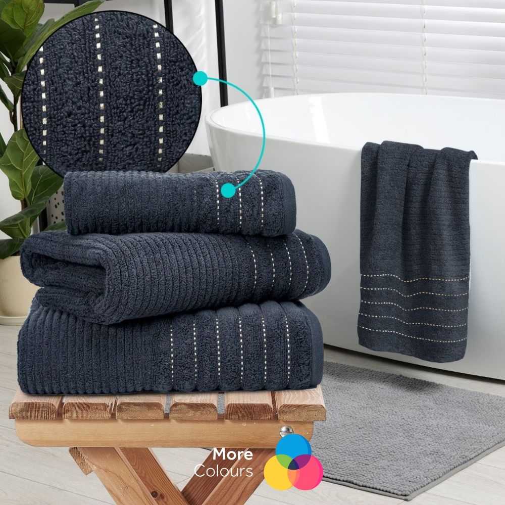 100% Egyptian Cotton Paris Ribbed Towels | 6 Colours | 600 GSM