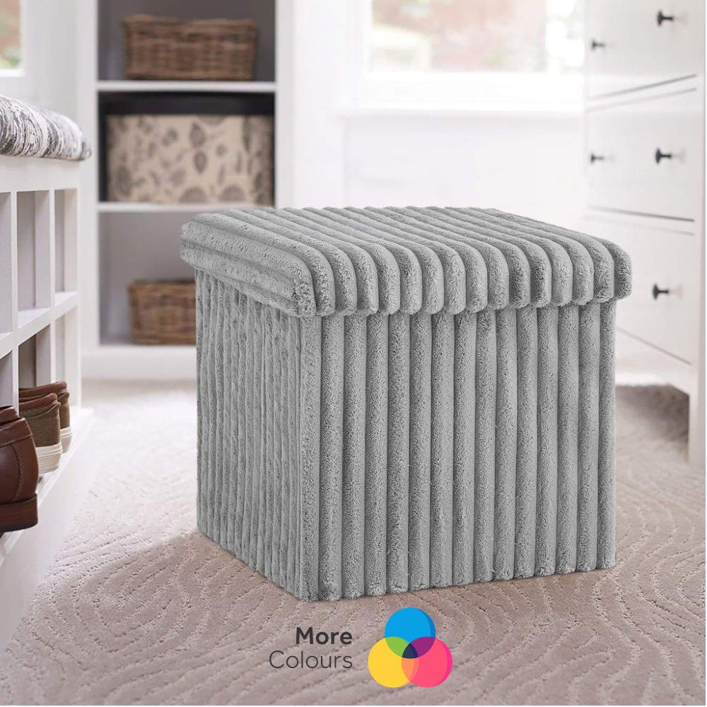 Ribbed Ottoman Storage Box | 38 x 38 x 38CM | 5 Colours
