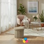 Round Ribbed Ottoman Storage Box | 40 x 40 x 37CM | 5 Colours