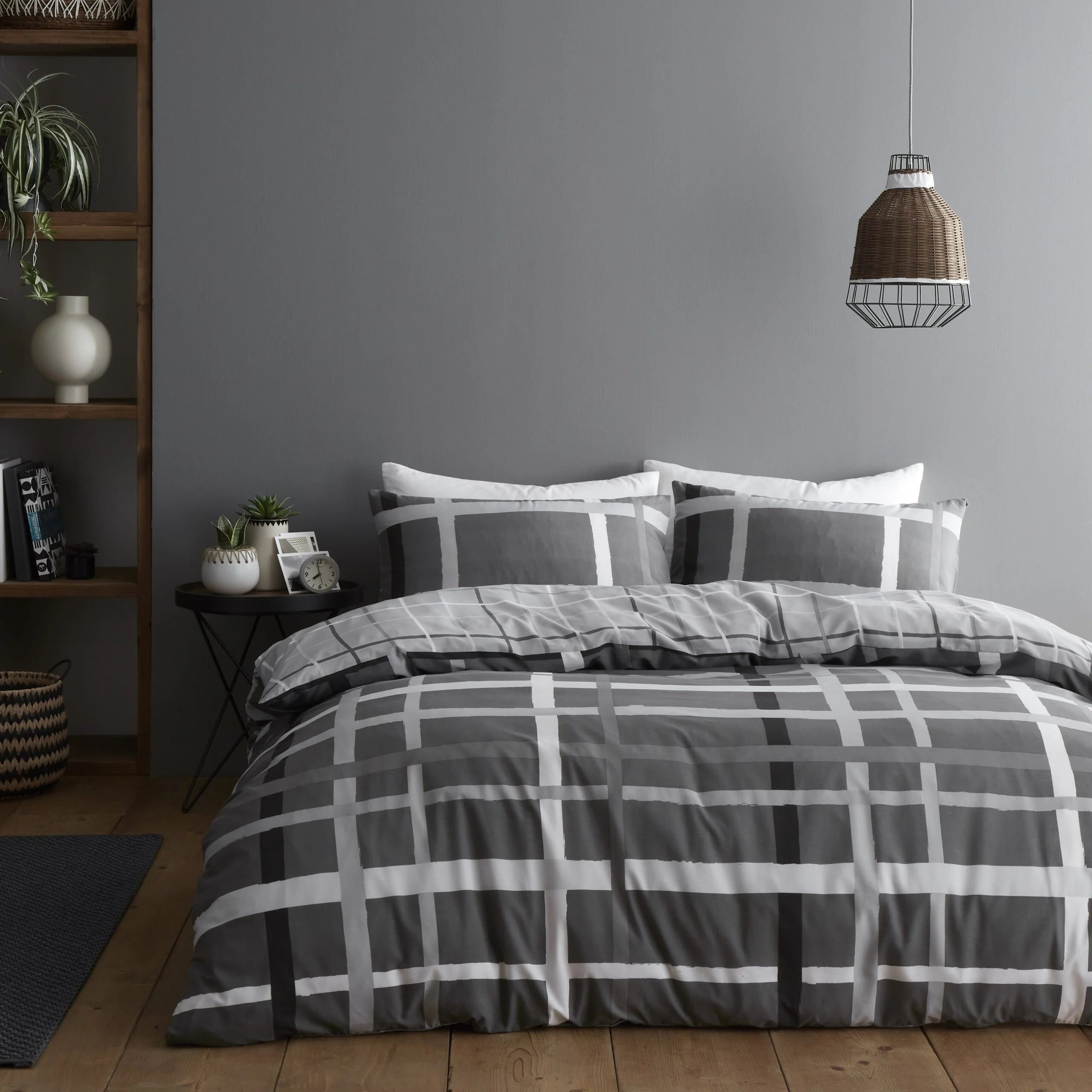 Happy Daze Stripe Grey Printed Duvet Cover Set | Poly Cotton