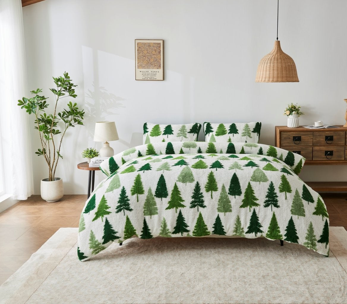 Winter Tree Teddy Fleece Duvet Cover Set