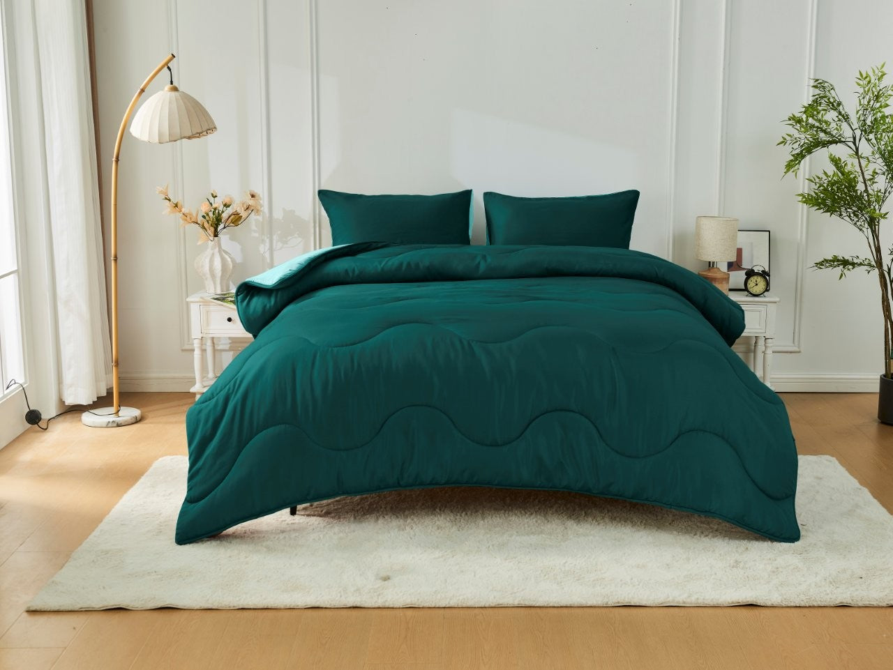Green / Dark Green Coverless Duvet & Pillowcases Set | TOG 10.5