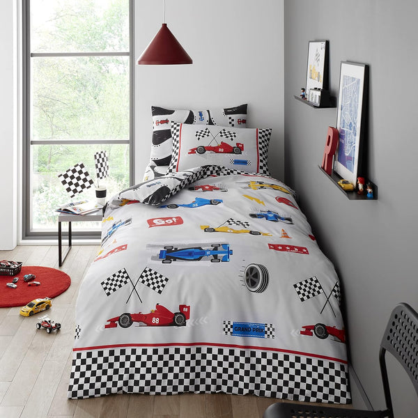 Racing Cars Grey | Duvet Cover Set | Sheet Set