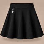Girls Jersey Flared School Skirt with Heart Pendant | 2 Colours