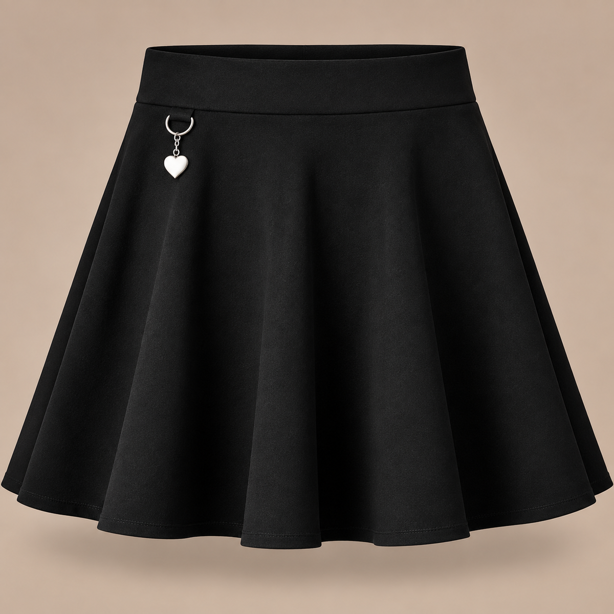 Girls Jersey Flared School Skirt with Heart Pendant | 2 Colours