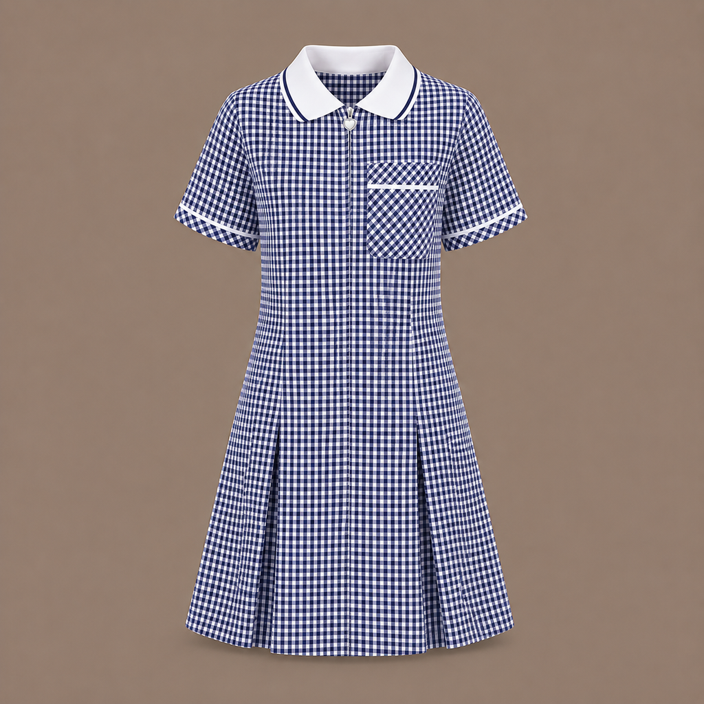 Girls Gingham Check Pleated Dress | 7 Colours