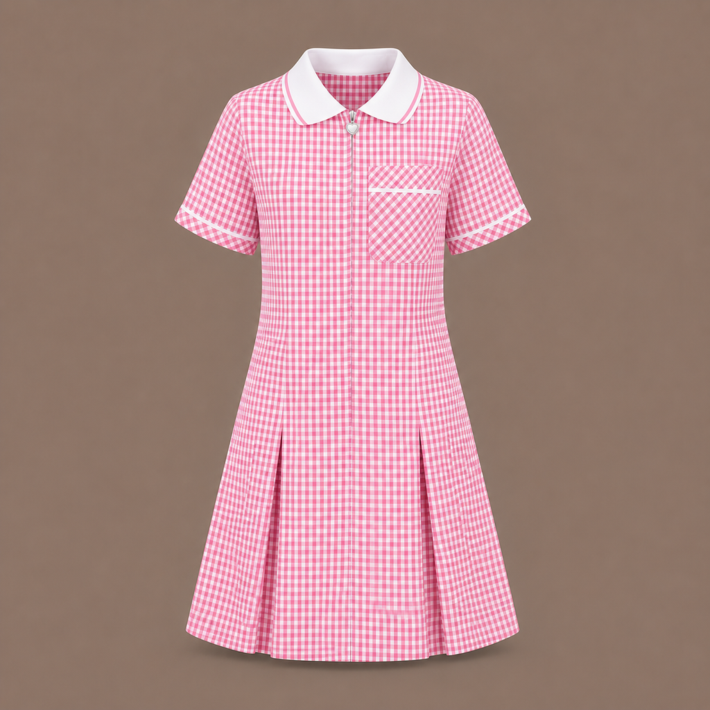 Girls Gingham Check Pleated Dress | 7 Colours