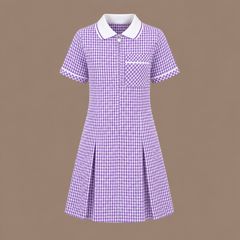 Girls Gingham Check Pleated Dress | 7 Colours