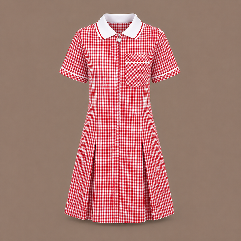 Girls Gingham Check Pleated Dress | 7 Colours