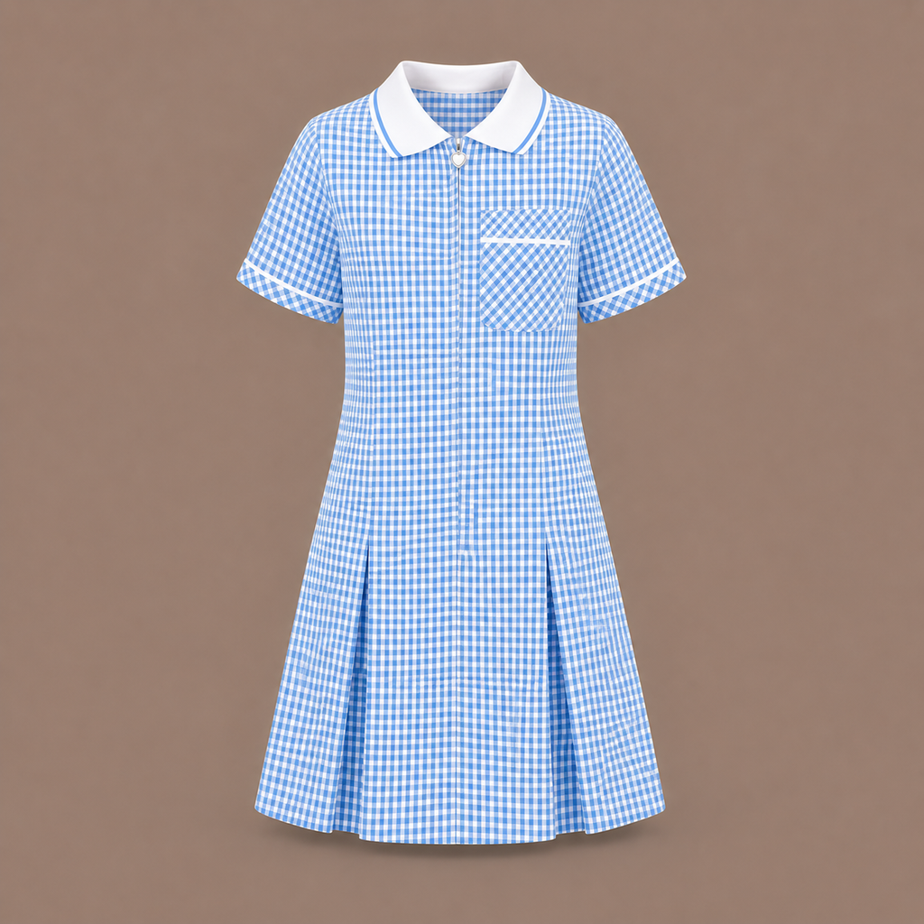 Girls Gingham Check Pleated Dress | 7 Colours
