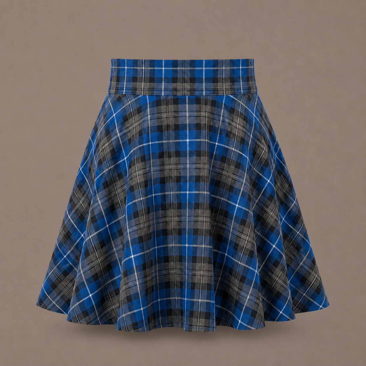 Girls Tartan Check Pull-On Skater Skirts | Red & Blue