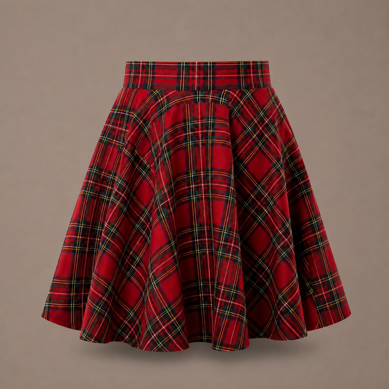 Girls Tartan Check Pull-On Skater Skirts | Red & Blue