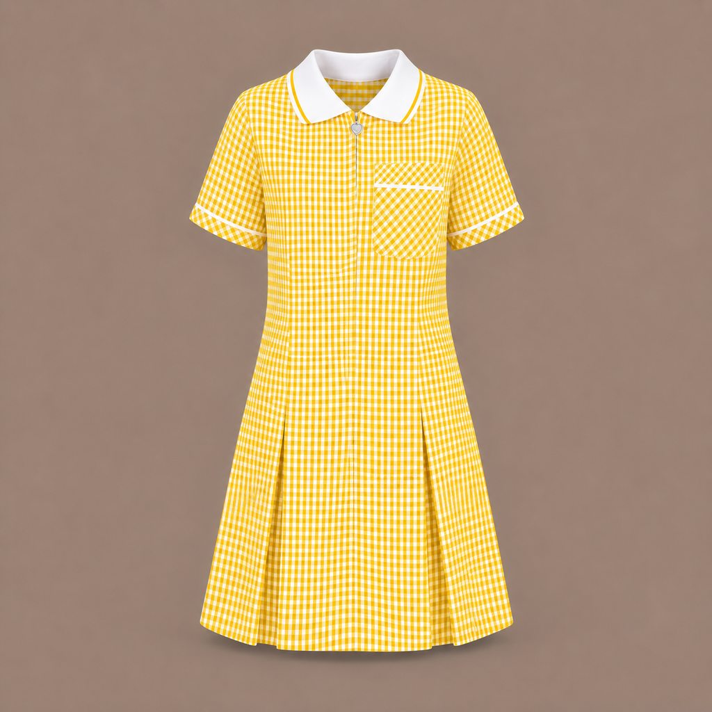 Girls Gingham Check Pleated Dress | 7 Colours