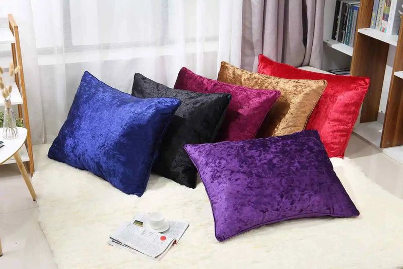Crushed velvet cushion covers