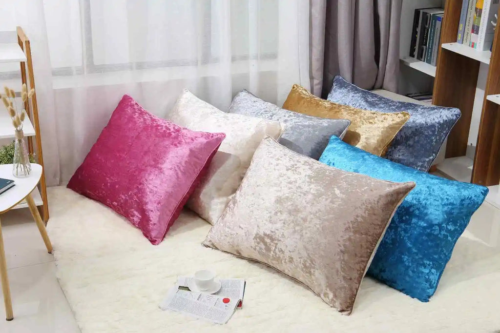 Crushed velvet cushion covers