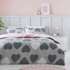 Pretty Hearts Printed Duvet Cover Set | Poly Cotton