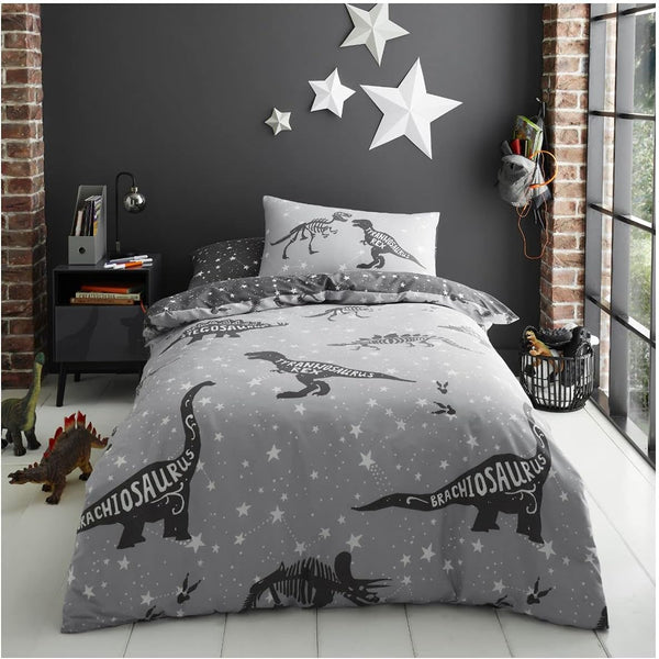 Space T-Rex Grey | Duvet Cover Set | Sheet Set