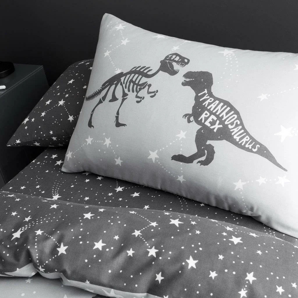 Space T-Rex Grey | Duvet Cover Set | Sheet Set