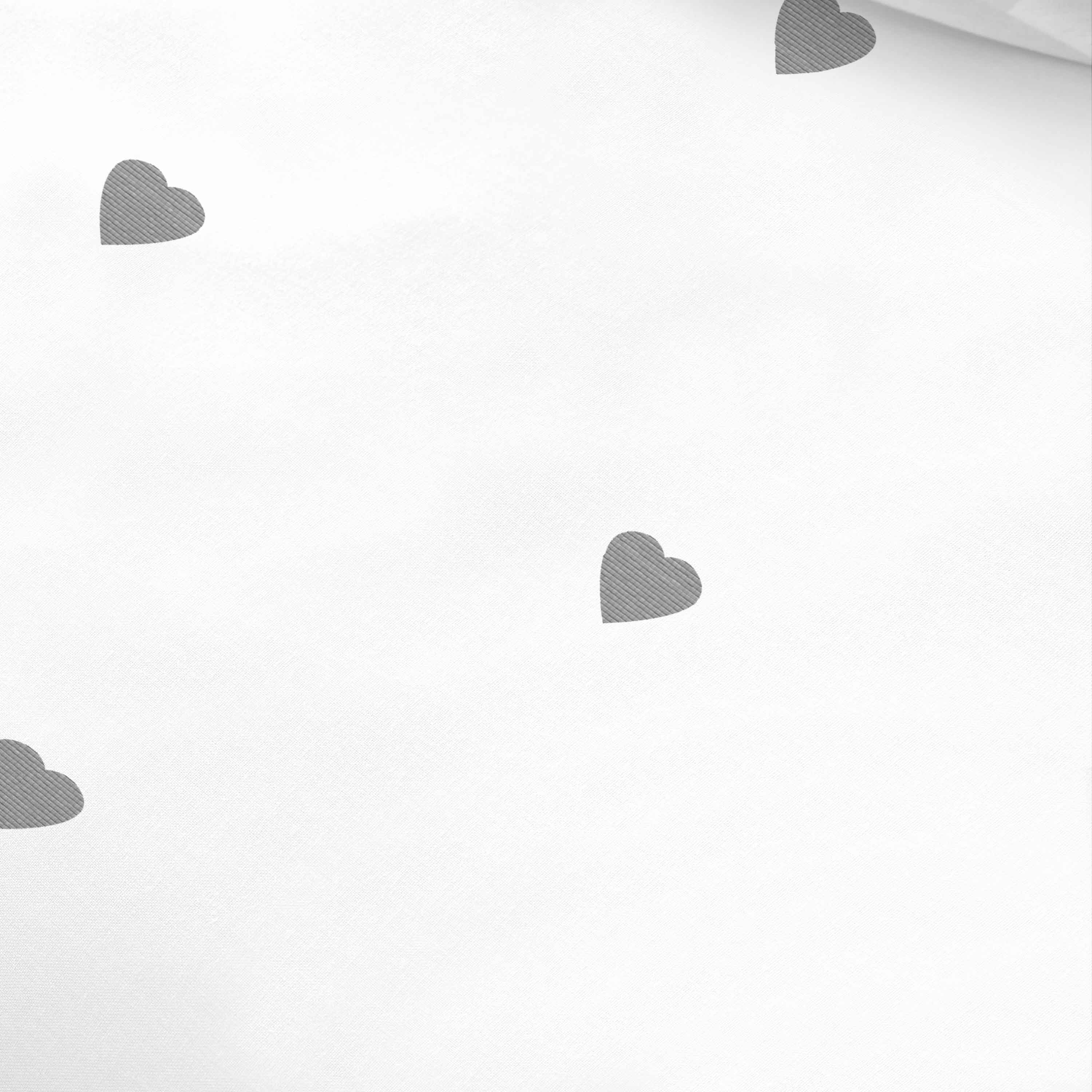 Embroidered Hearts Duvet Cover Set | White/Charcoal