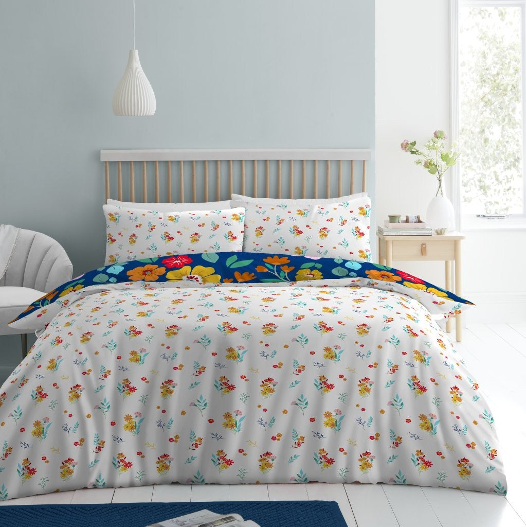 Esmeralda Blue Printed Duvet Cover Set | Poly Cotton
