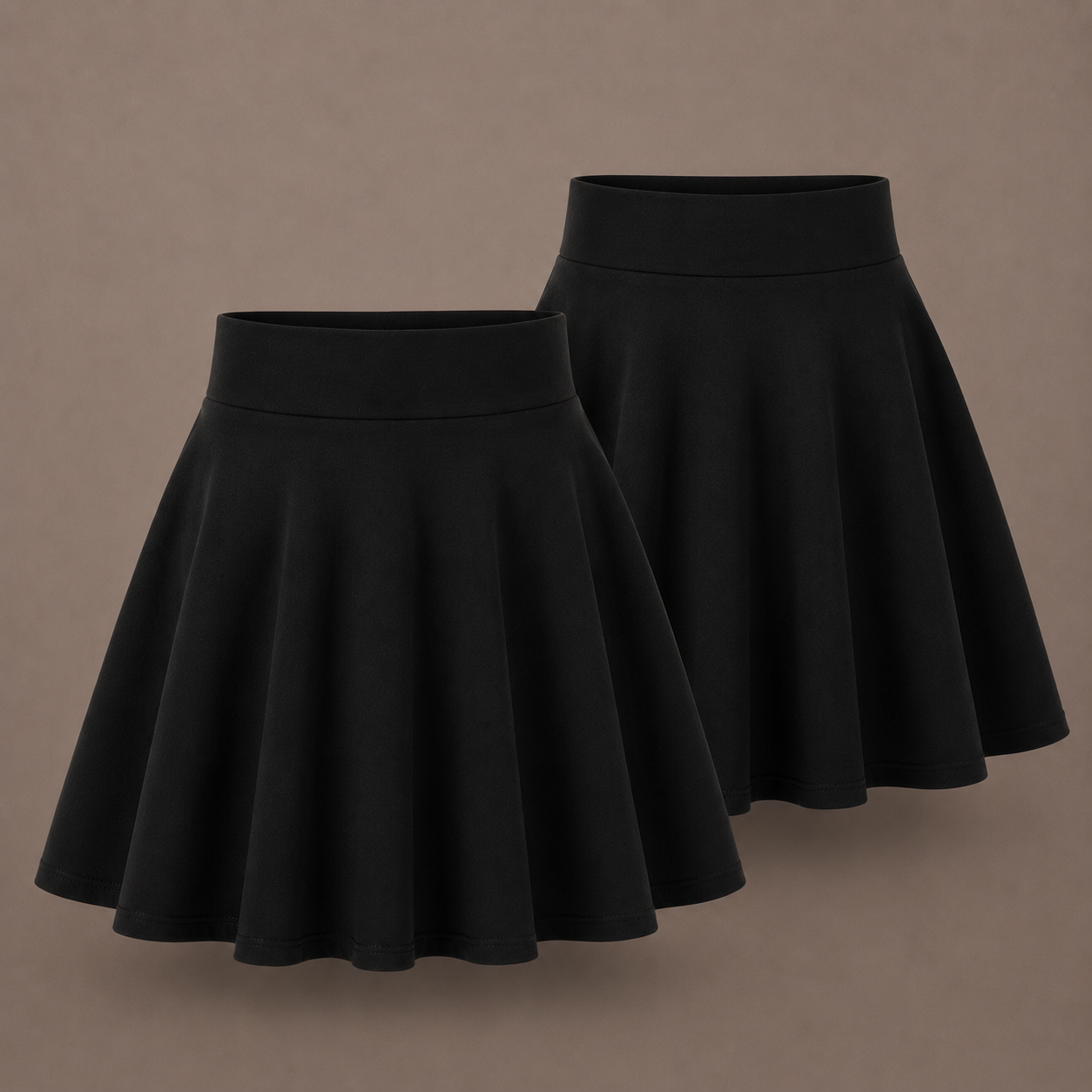 Pack of 2 Girls Plain Pull-On Skater School Skirts | 3 Colours