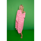 Pin Stripe Jumbo Beach Towel | Aqua & Pink | 200CM × 100CM