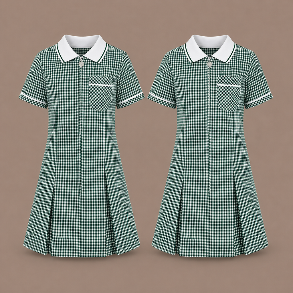 Pack of 2 Girls Gingham Check Pleated Dress | 7 Colours