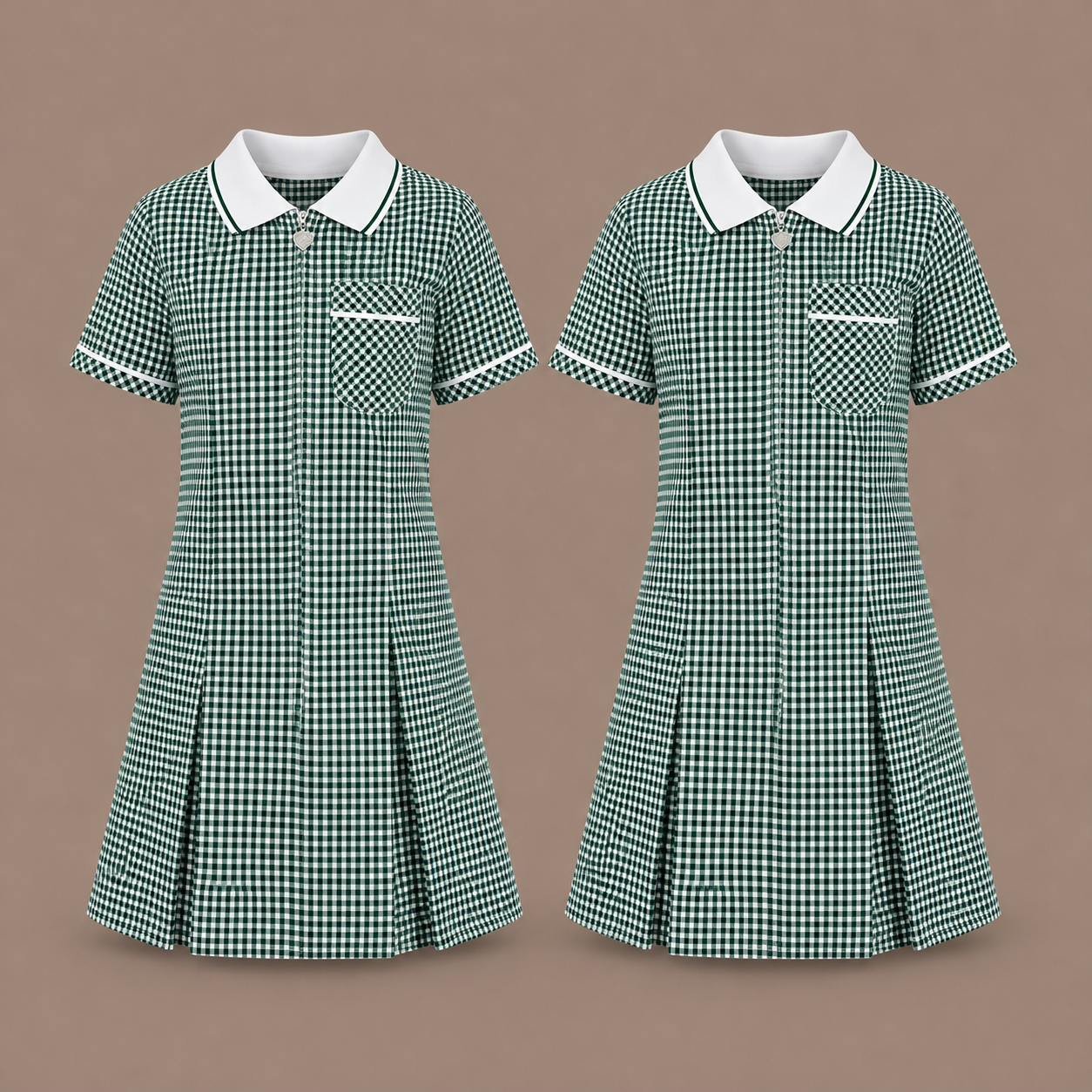 Pack of 2 Girls Gingham Check Pleated Dress | 7 Colours