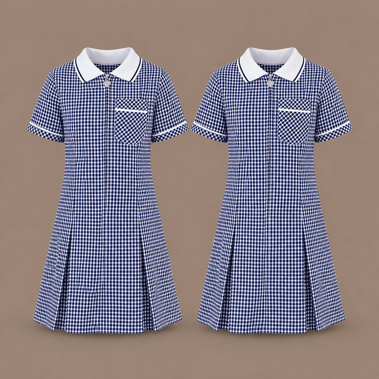 Pack of 2 Girls Gingham Check Pleated Dress | 7 Colours