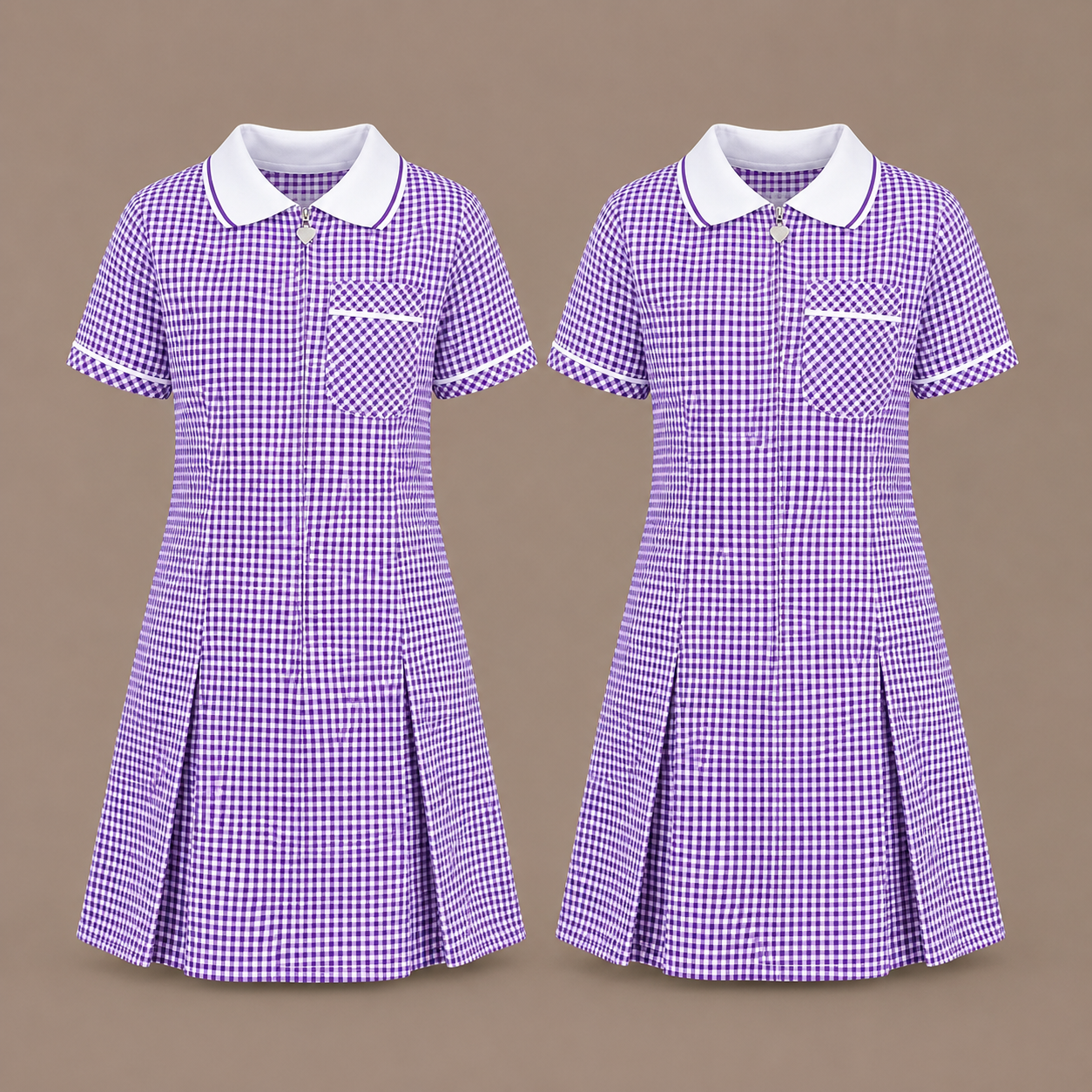 Pack of 2 Girls Gingham Check Pleated Dress | 7 Colours